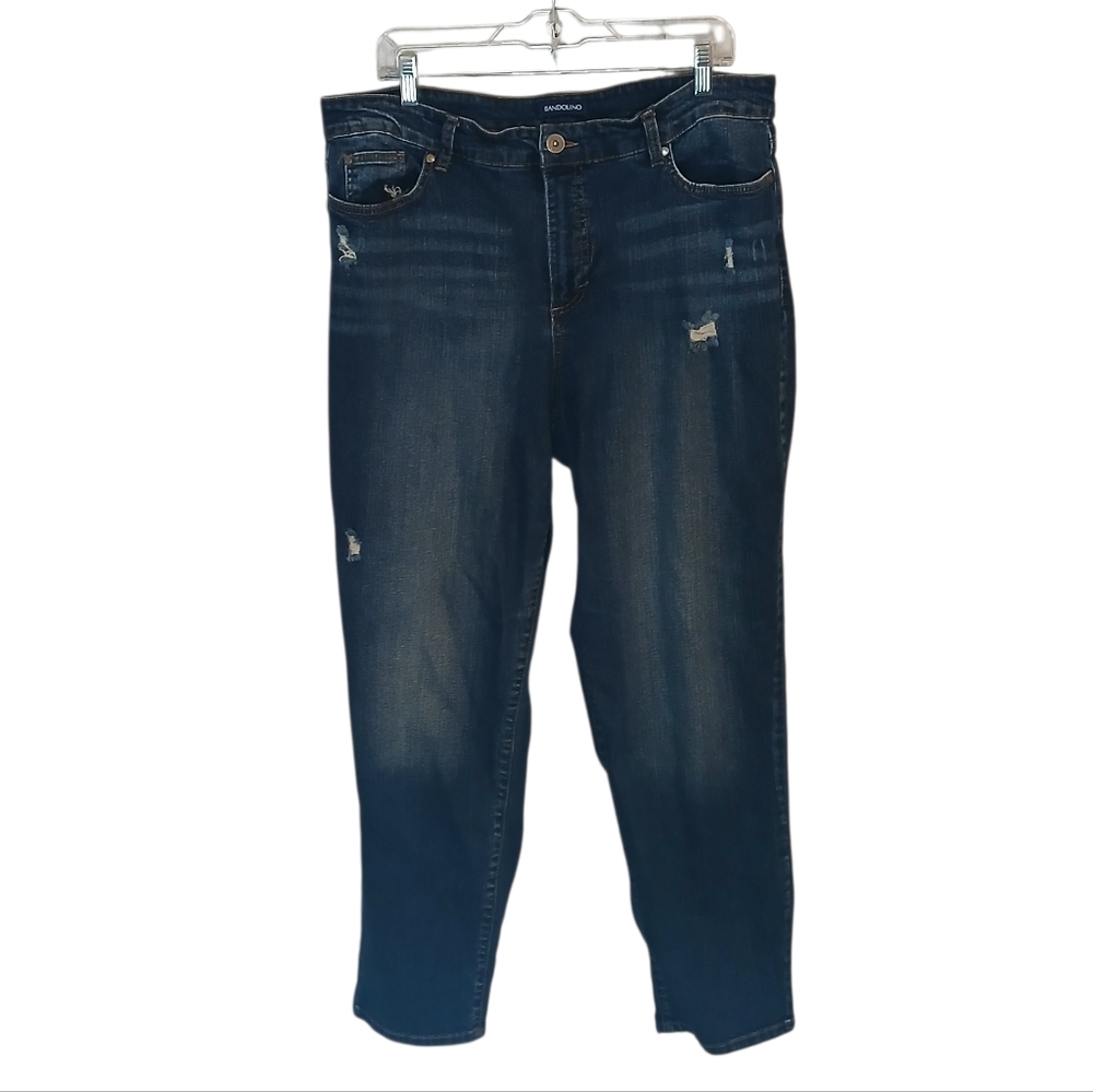 Bandolino Mandie Slim Dark Wash Distressed Jeans Size 18